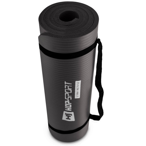 Мат для фитнеса  Hop-Sport HS-N015GM 1,5 см black с отверстиями - фото №2